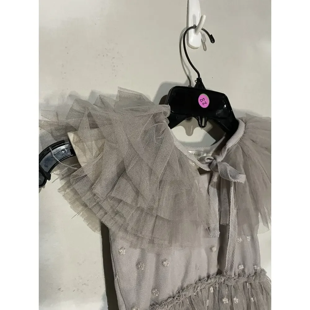 Noralee Poppy Dress Storm Gray Tulle Baby Girl‎ 4t Formal Feathers Party